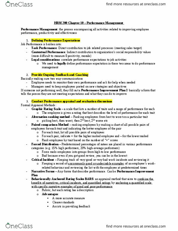 HRM200 Lecture Notes - Lecture 7: Rating Scale, Job Analysis, Performance Appraisal thumbnail