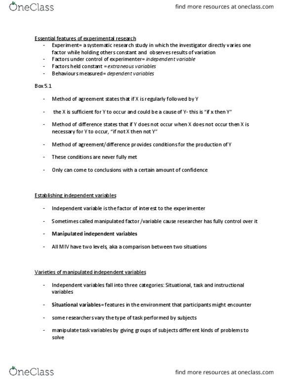 PSYC 1013 Lecture Notes - Lecture 7: Statistical Conclusion Validity, Dependent And Independent Variables, Construct Validity thumbnail