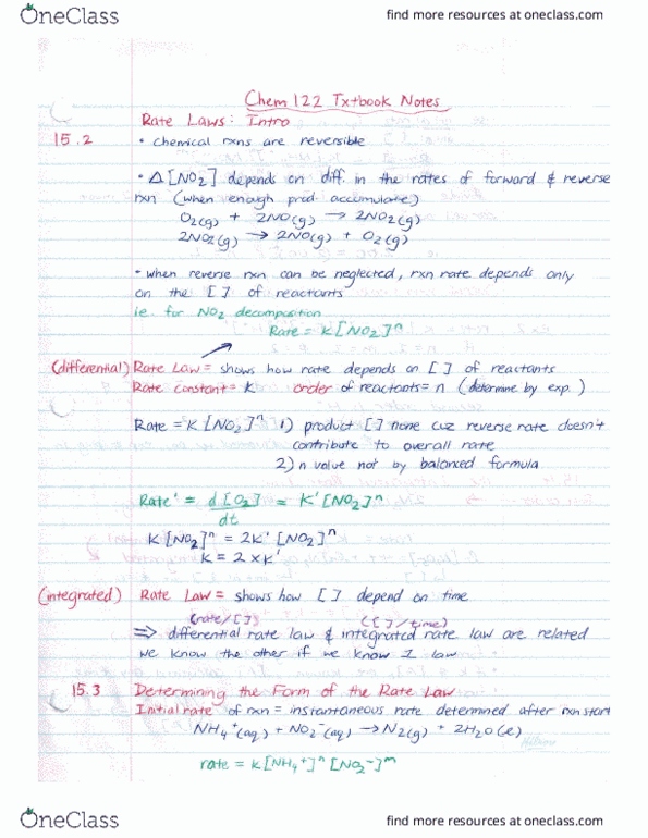CHEM 122 Chapter Notes - Chapter 15.2-15.9: Rate Equation, Enaire, Isoniazid thumbnail