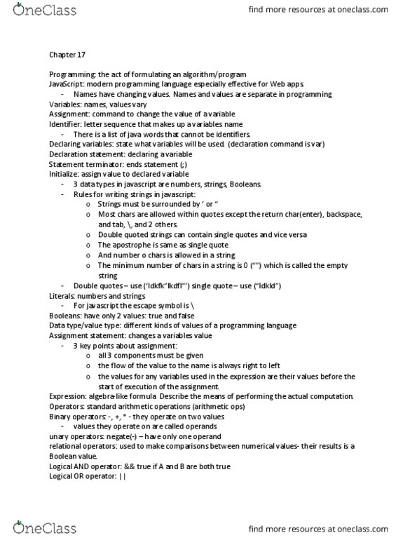 01:198:170 Chapter Notes - Chapter 17: Empty String, Operand, Unary Operation thumbnail