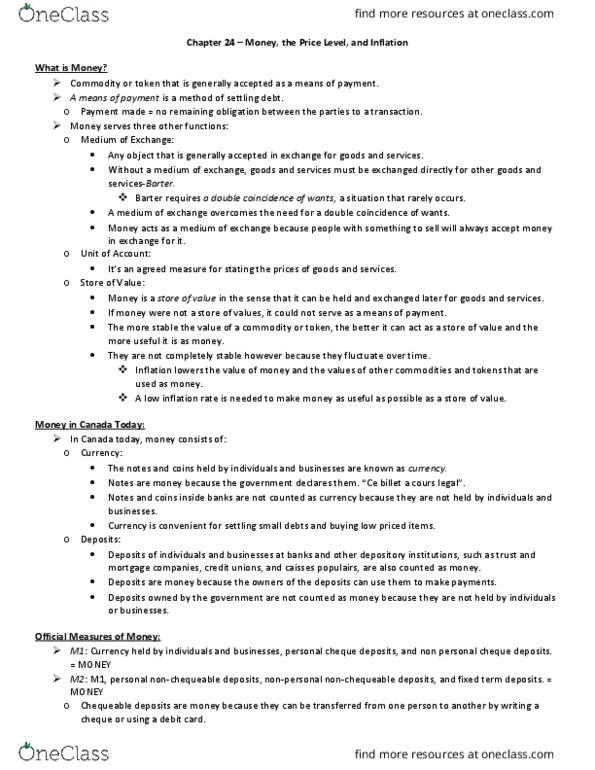 ECON 1010 Chapter Notes - Chapter 24: Cheque Clearing, Deposit Account, Credit Union thumbnail