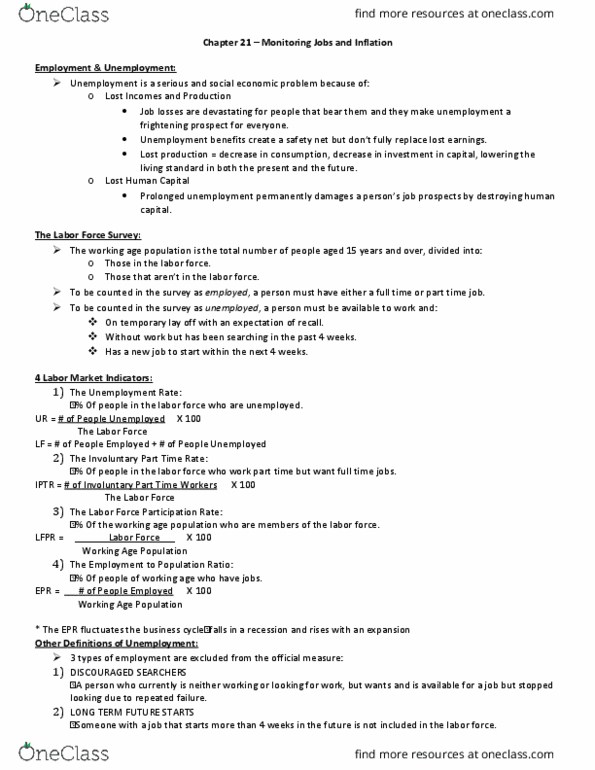 ECON 1010 Chapter Notes - Chapter 21: Unemployment Benefits, Real Wages, Business Cycle thumbnail