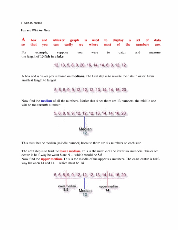 STAT 2040 Lecture Notes - Box Plot, Interquartile Range, Quartile thumbnail