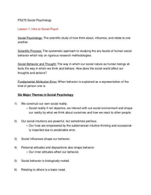 PS270 Lecture Notes - Social Proof, Representativeness Heuristic, Positive Form thumbnail