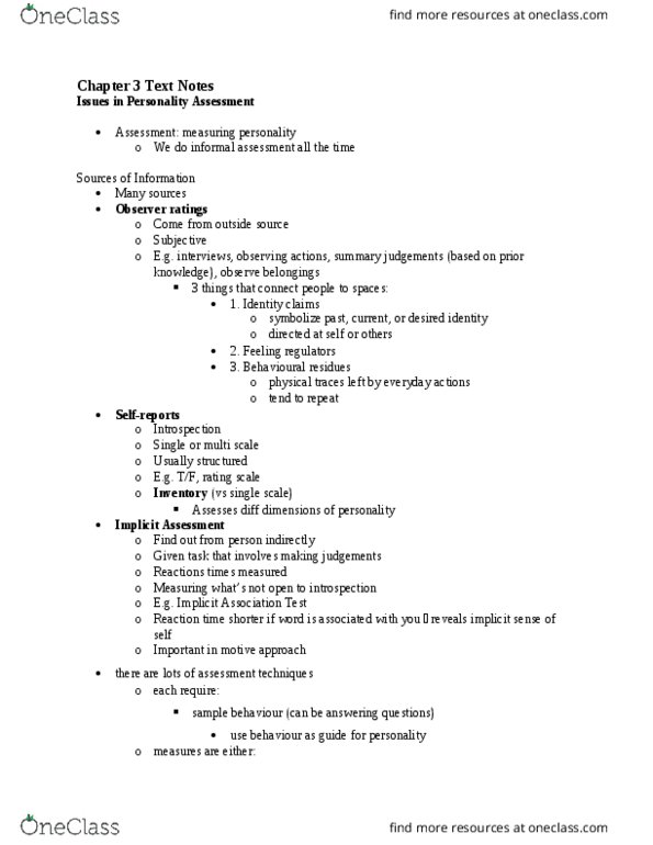 PSYCO333 Chapter Notes - Chapter 3: Item Response Theory, Inter-Rater Reliability, Implicit-Association Test thumbnail