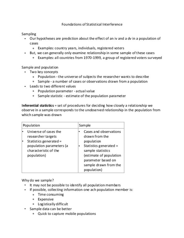 GVPT 100 Lecture Notes - Lecture 8: Statistical Interference, Squared Deviations From The Mean, Sampling Error thumbnail