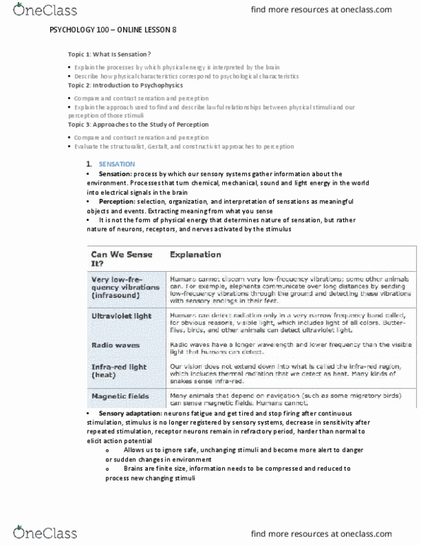 PSYC 100 Lecture Notes - Lecture 8: Lite-Brite, Infrasound, Sound Intensity thumbnail