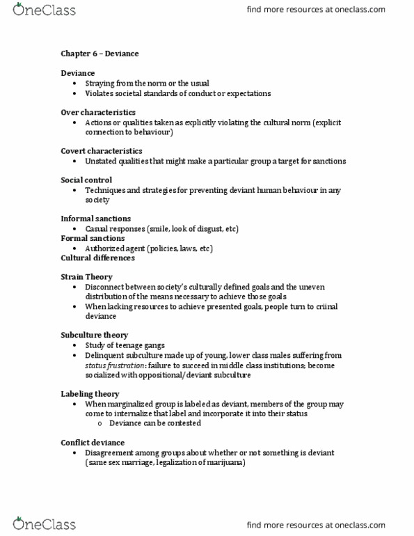 SOC101 Chapter Notes - Chapter 6: Plastic Surgery, Social Constructionism, Labeling Theory thumbnail