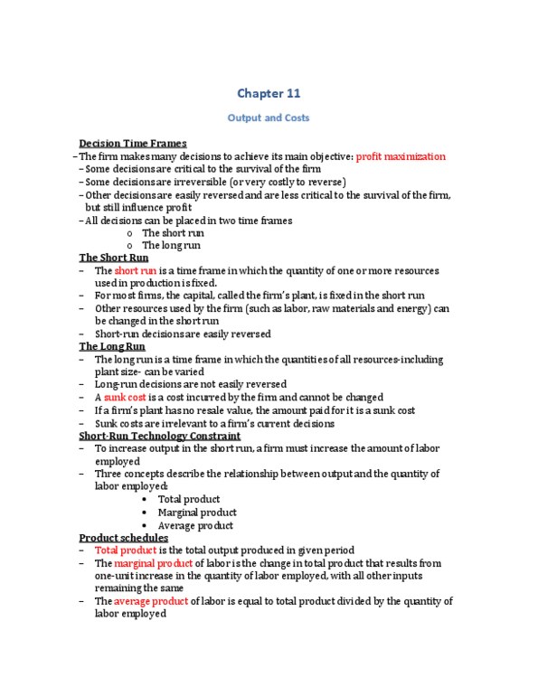 Economics 1010 Lecture Notes - Scale-Invariant Feature Transform, Production Function, Average Variable Cost thumbnail