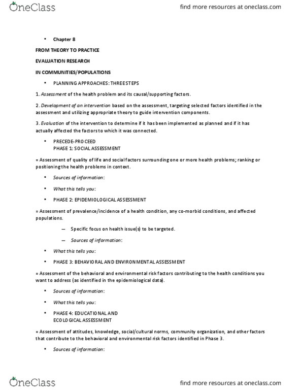 PUBHLTH 144 Lecture Notes - Lecture 4: Impact Evaluation, Logic Model, Health Promotion thumbnail