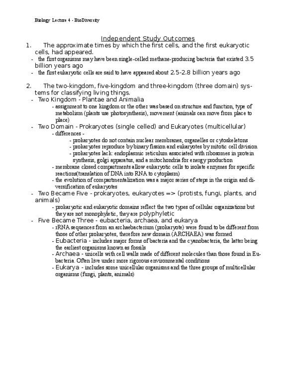 Biology 1001A Lecture Notes - Lecture 4: Deuterostome, Global Catastrophic Risk, Protostome thumbnail