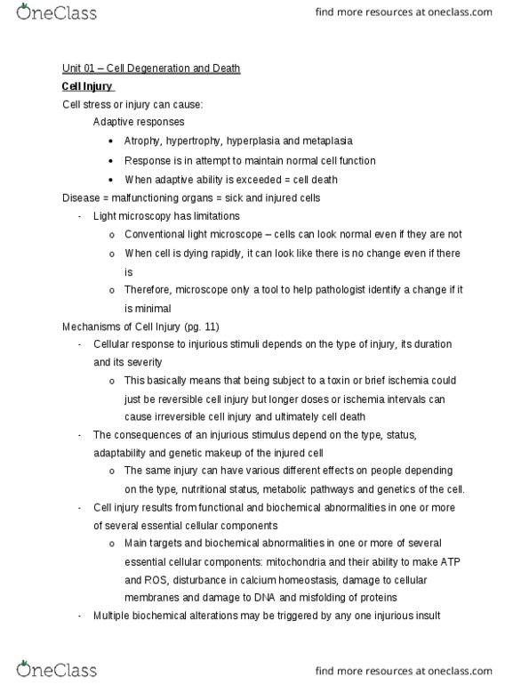 PATH 3610 Lecture 1: Unit 01 – Cell Degeneration and Death thumbnail