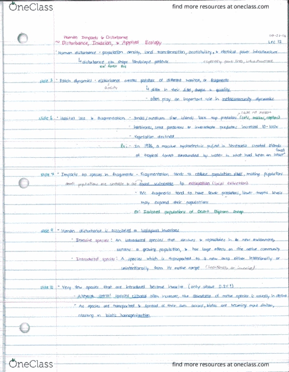 BIOB50H3 Lecture Notes - Lecture 12: Istana, Patch Dynamics, Habitat Fragmentation thumbnail