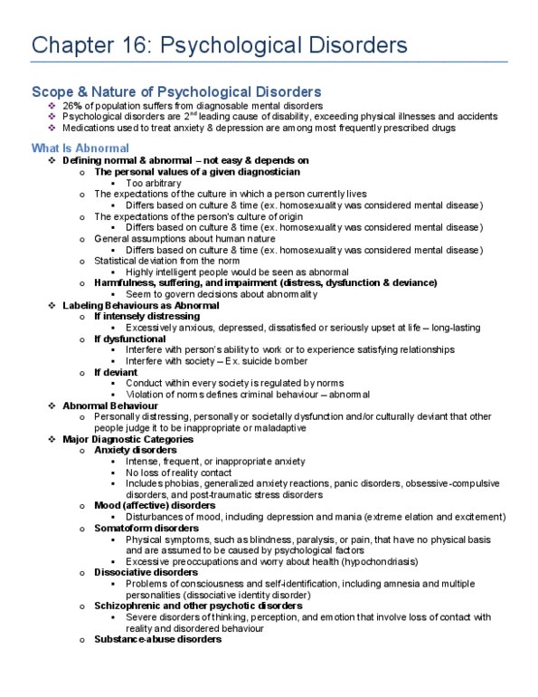 Psychology 1000 Chapter Notes - Chapter 16: Neuroticism, Posttraumatic Stress Disorder, Handedness thumbnail