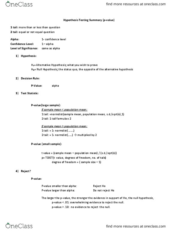 International Business QNM222 Lecture Notes - Lecture 1: Null Hypothesis thumbnail