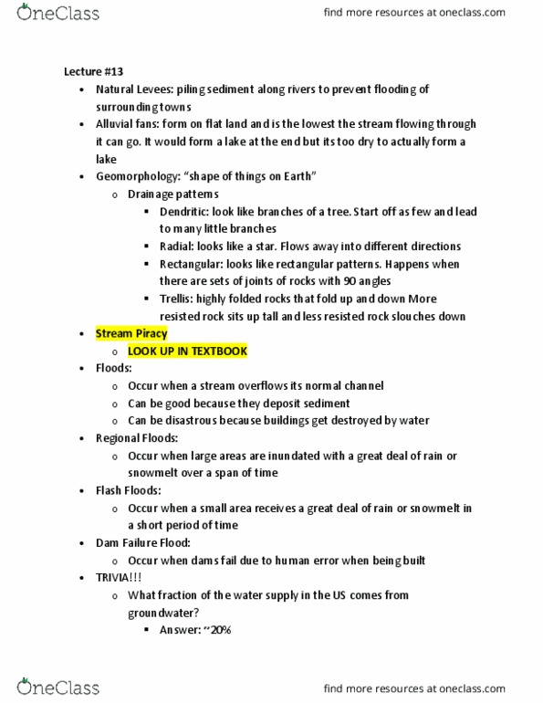 GEOL 101 Lecture Notes - Lecture 13: Geomorphology, Subsidence, Porosity thumbnail