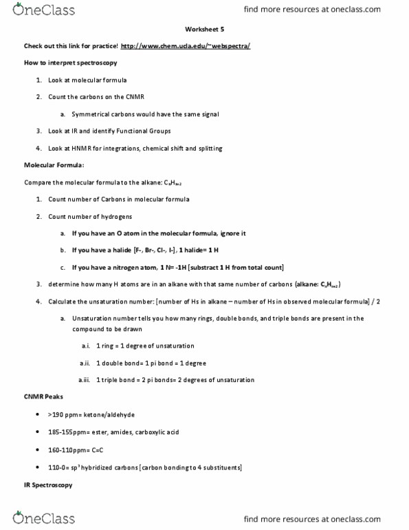 CHEM 51C Lecture Notes - Lecture 5: Infrared Spectroscopy, Chemical Shift, Chemical Formula thumbnail