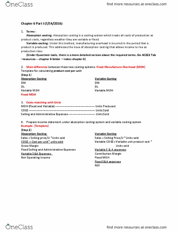 SMG AC 222 Lecture Notes - Lecture 6: Earnings Before Interest And Taxes, Akai, Total Absorption Costing thumbnail