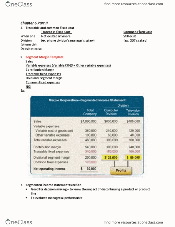 SMG AC 222 Lecture Notes - Lecture 6: Earnings Before Interest And Taxes, Contribution Margin, Fixed Cost thumbnail