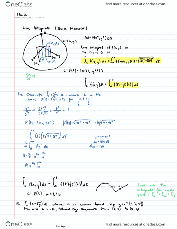 MAC 2313 Lecture Notes - Lecture 29: Line Integral thumbnail