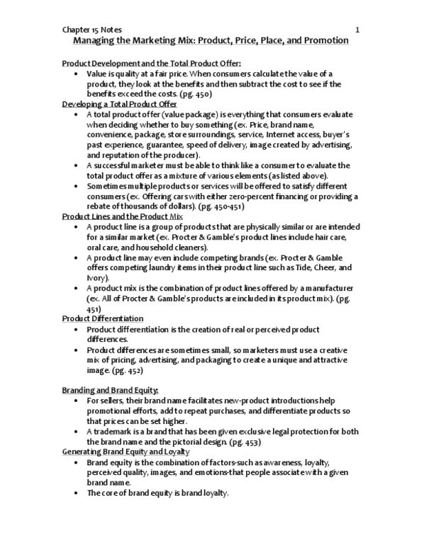 AFM131 Chapter Notes - Chapter 15: Brand Awareness, Profit Margin, Cost Accounting thumbnail