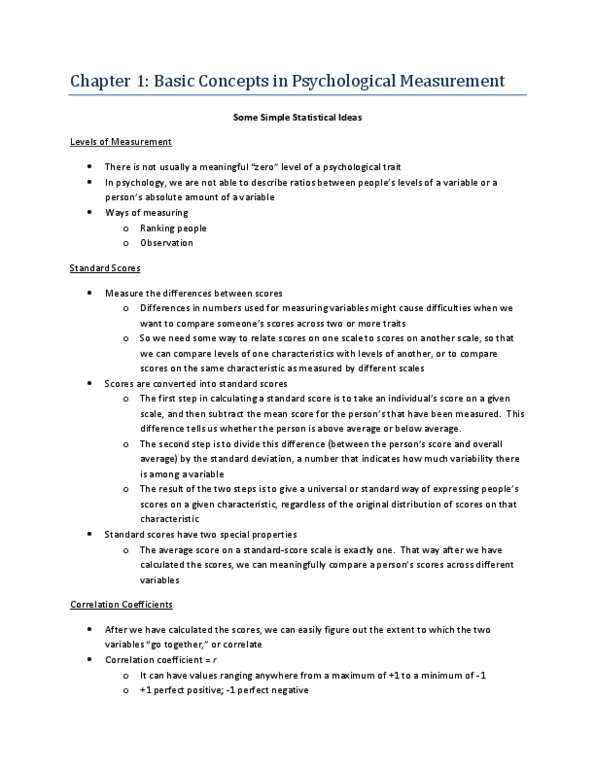 PSYC 2P25 Chapter Notes - Chapter 1: Standard Score, Standard Deviation, Trait Theory thumbnail