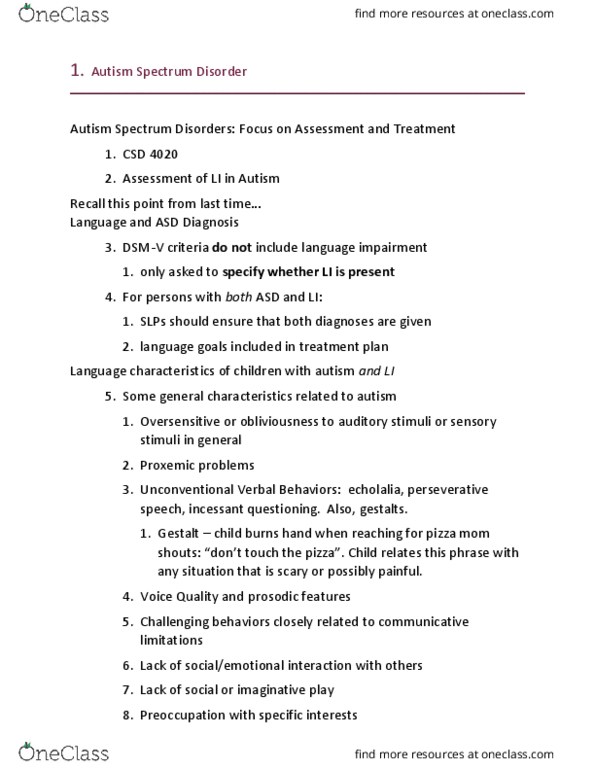C_S_D 4020 Lecture Notes - Lecture 1: Autism Spectrum, Proxemics, Language Disorder thumbnail