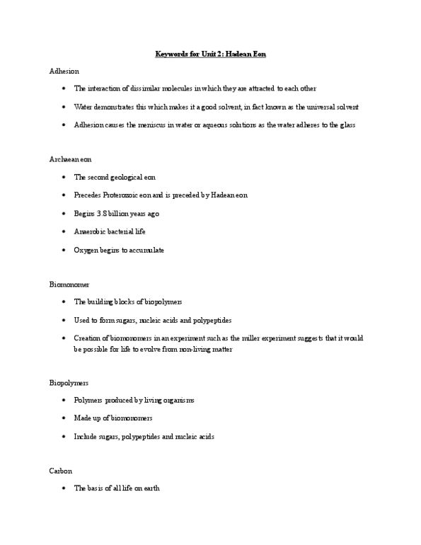 BIO 1130 Lecture Notes - Phanerozoic, Cell Membrane, Hydrophile thumbnail