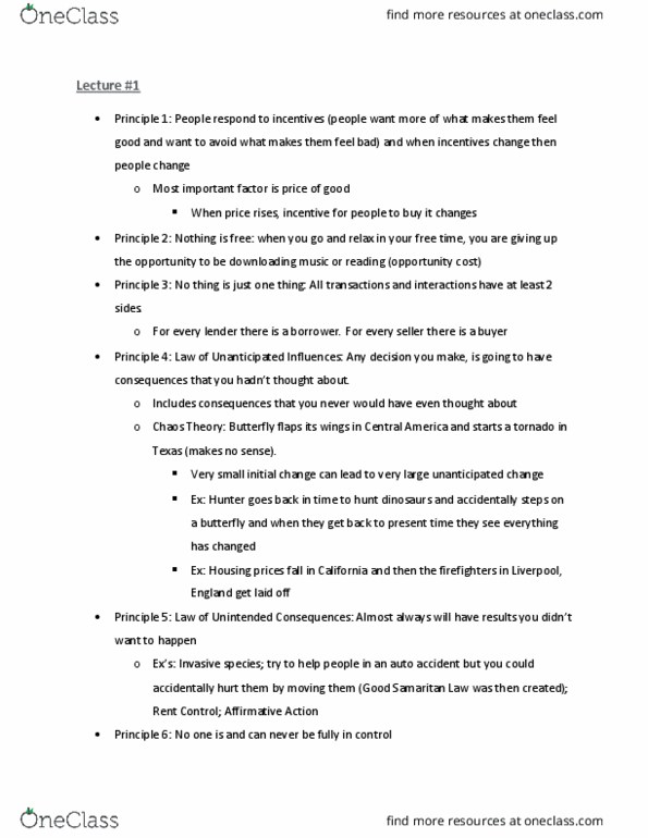 ECON 104 Lecture Notes - Lecture 1: Opportunity Cost, Good Samaritan Law, Planned Economy thumbnail