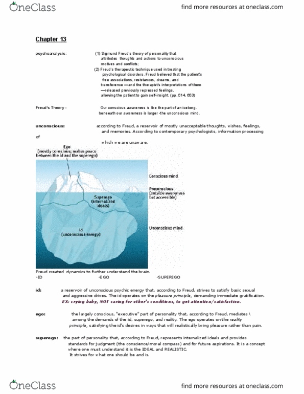 PSYC 1215 Chapter Notes - Chapter 13: Hermann Rorschach, Unconscious Mind, Karen Horney thumbnail