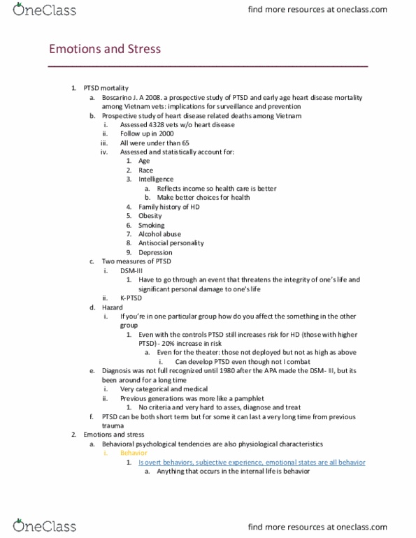 NSC 4312 Lecture Notes - Lecture 3: Affective Neuroscience, Posttraumatic Stress Disorder, Behaviorism thumbnail