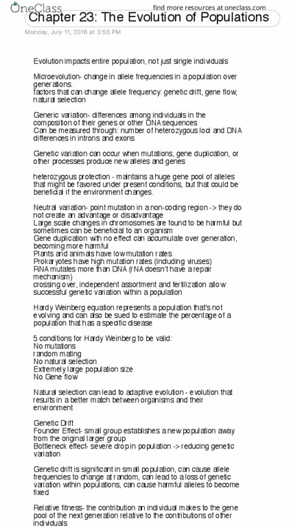 BIOL 112 Chapter 23: Chapter 23 The Evolution of Populations thumbnail