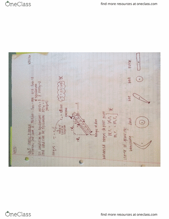 PHYS 201 Lecture 9: Chapter 9 Notes-Statics and Torque thumbnail