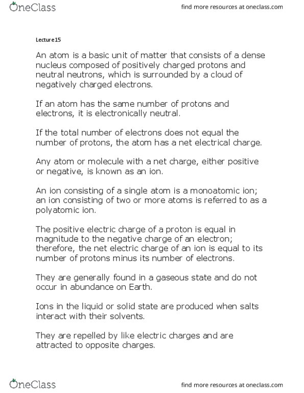 CHEM1006 Lecture Notes - Lecture 15: Atomic Orbital, Zwitterion, Ion thumbnail