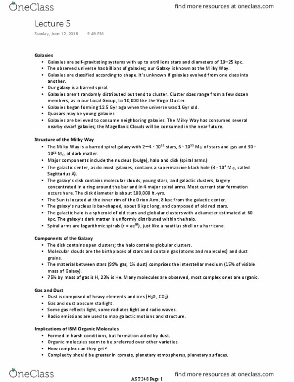 AST 248 Lecture Notes - Lecture 5: Barred Spiral Galaxy, Galactic Center, Virgo Cluster thumbnail