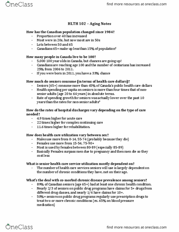 HLTH102 Lecture Notes - Lecture 17: Antihypertensive Drug, Hip Fracture, Comorbidity thumbnail