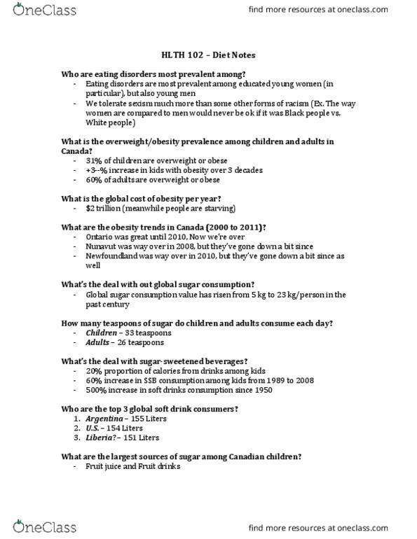 HLTH102 Lecture Notes - Lecture 21: Sugary Drink Tax, Juice, Nutrition Facts Label thumbnail