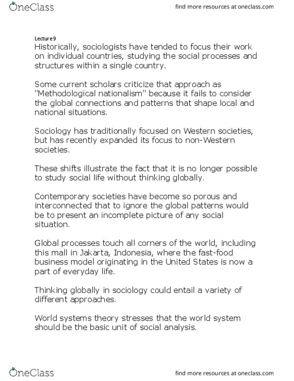 SOCI1513 Lecture Notes - Lecture 9: Core Countries, Periphery Countries, Neocolonialism thumbnail