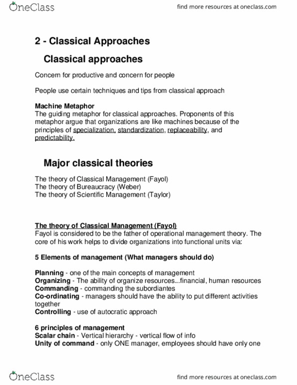 CMN 1148 Lecture Notes - Lecture 2: Division Of Labour, Scientific Management, Charismatic Authority thumbnail