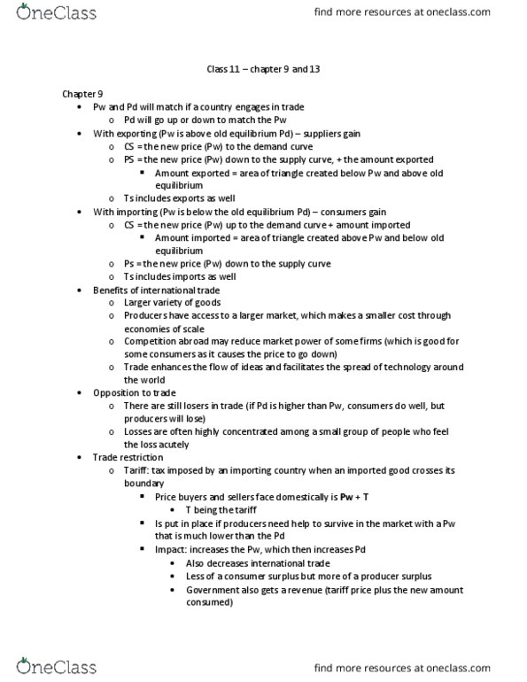 ECON101 Lecture Notes - Lecture 11: Deadweight Loss, Economic Surplus, Trade Restriction thumbnail