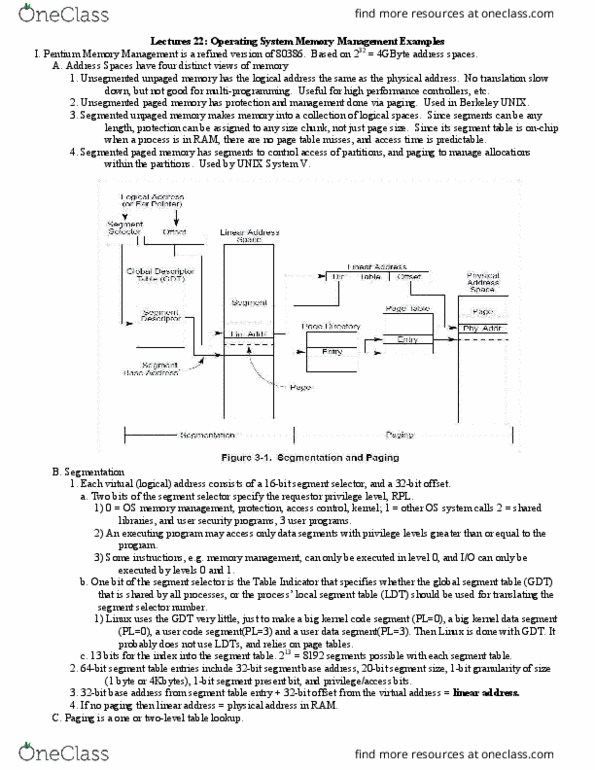 ECS 154A Lecture Notes - Lecture 22: Flat Memory Model, Unix System V, Berkeley Software Distribution thumbnail