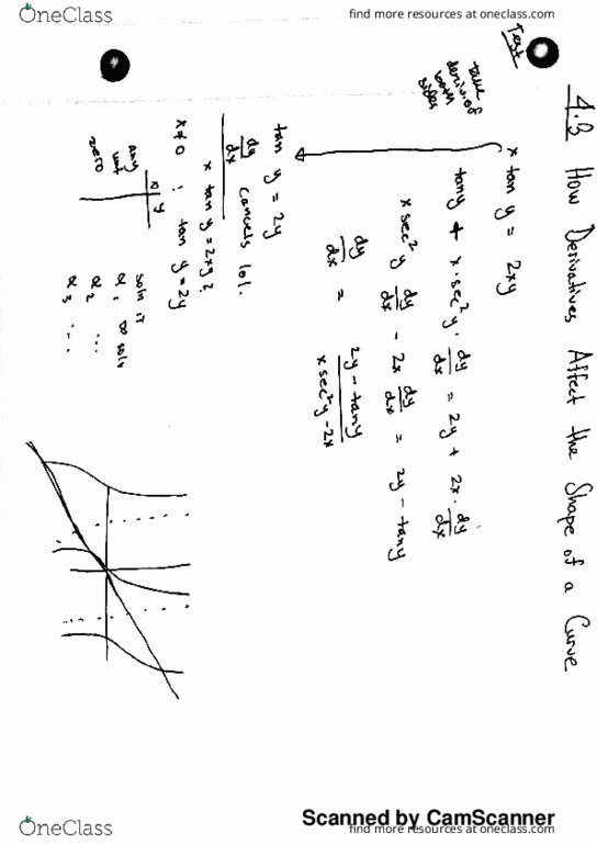 MAC 2311C Lecture 20: MAC 2311, Lecture 20 (4.3 Derivatives & Curves) Part 1 thumbnail