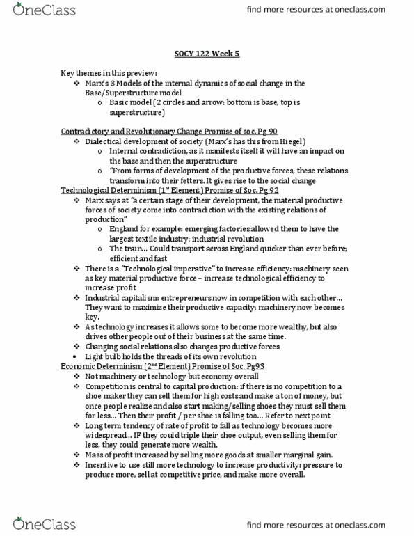 SOCY 122 Lecture Notes - Lecture 5: Productive Forces, Electric Light, Industrial Revolution thumbnail