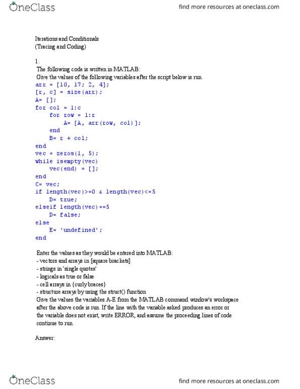 CS 1371 Lecture Notes - Lecture 7: Matlab, Switch Statement, European Route E6 thumbnail