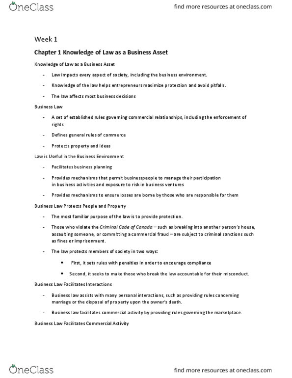 MCS 3040 Lecture Notes - Lecture 1: Corporate Law, Business Ethics, Small Claims Court thumbnail