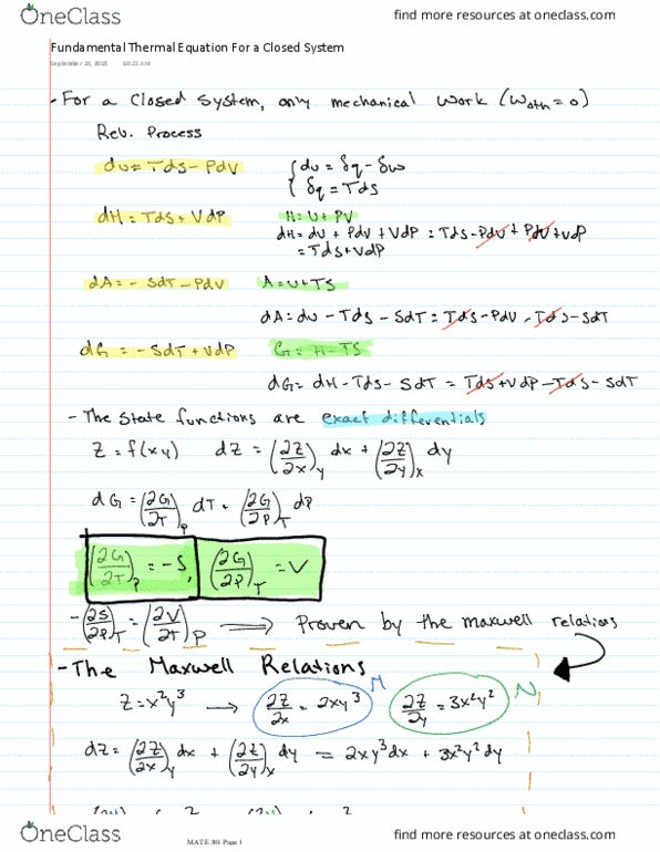 MAT E301 Lecture 9: 9 Fundamental Thermal Equation For a Closed System thumbnail