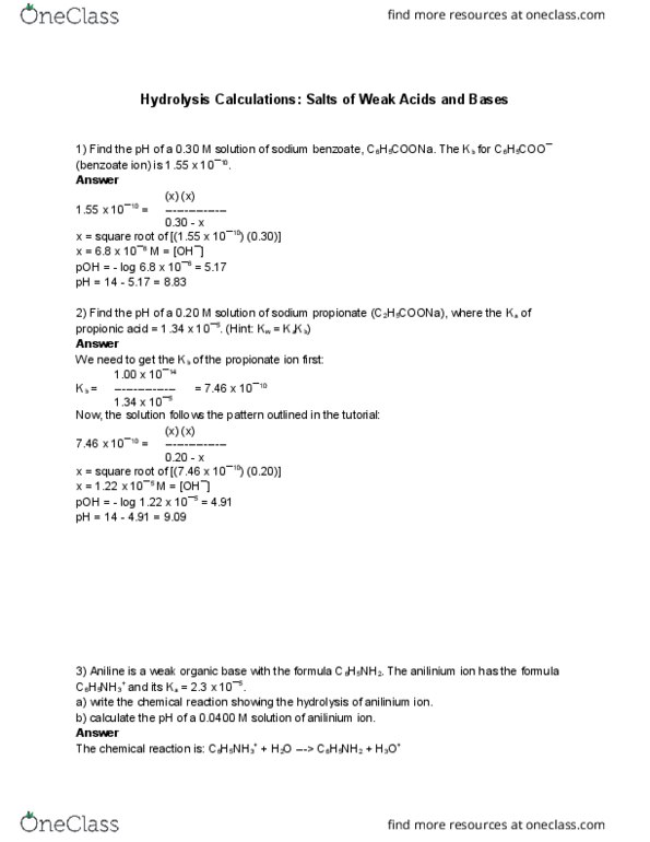 CHEM 1212K Lecture Notes - Lecture 7: Sodium Benzoate, Weak Base, Pyridinium thumbnail