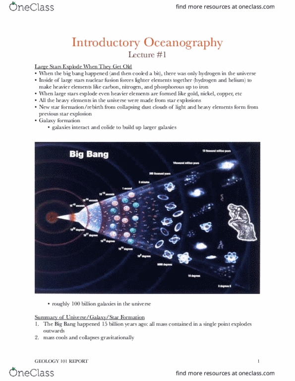 EAS 1540 Lecture Notes - Lecture 1: Galaxy Formation And Evolution, Big Bang, Atomic Number thumbnail