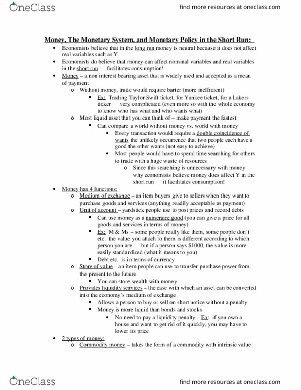 ECON 002 Lecture Notes - Lecture 10: Bank Reserves, Commercial Bank, Money Multiplier thumbnail