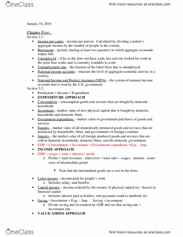 ECON 002 Chapter Notes - Chapter 5: Gdp Deflator, Market Basket, National Income And Product Accounts thumbnail